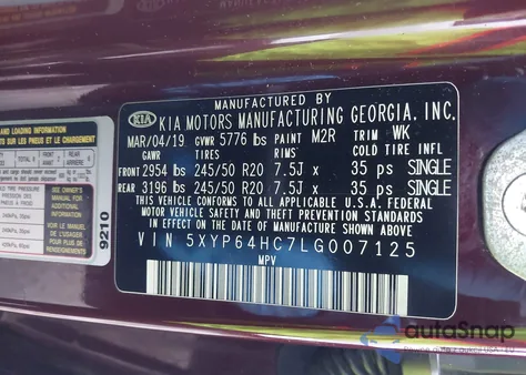 2020 Kia Telluride S z USA, uszkodzony, nr VIN 5XYP64HC7LG007125